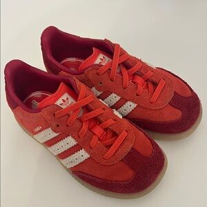 Adidas Kids Samba Red and White Sneakers